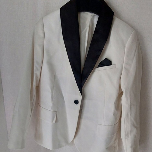 Boys' formal jacket H&M like new, size 6-7 years, white cream with black