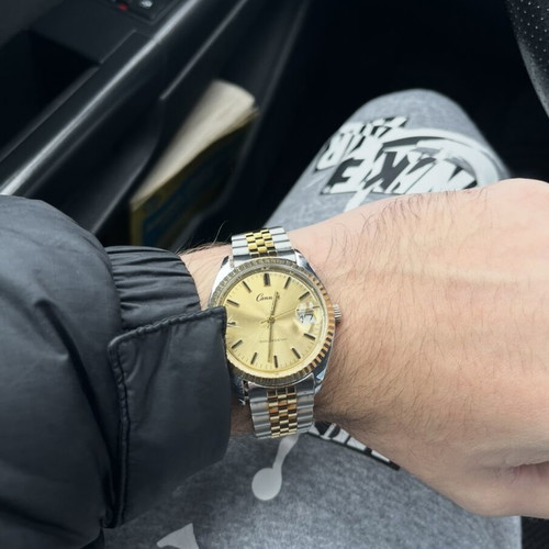 Cannon Datejust 36 mechanical watch like new, gold and silver