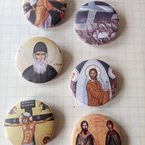 Christian Orthodox Pin Badges Set 6+1 Like New