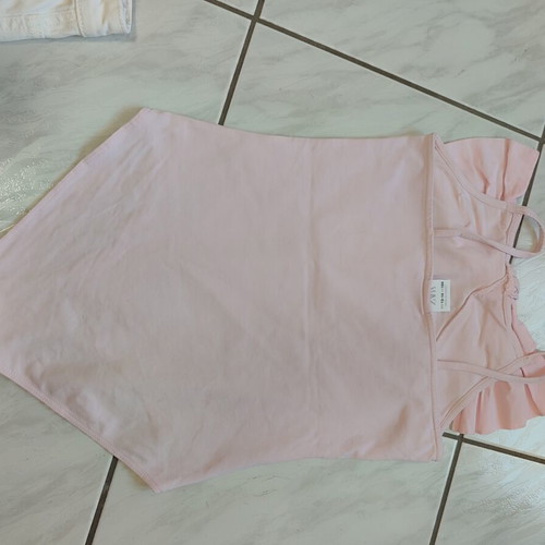 Zara pink bodysuit and white denim shorts set