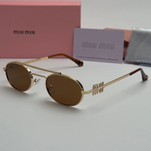 MiU MiU Women's Oval Sunglasses Black Brown Gold New UV400 Protection