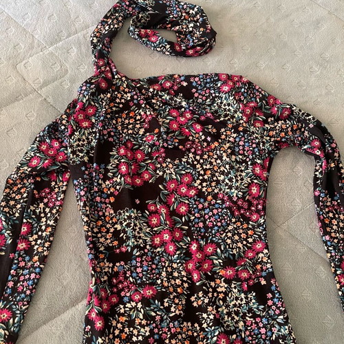 Pink Woman midi dress like new, multicolored with open back