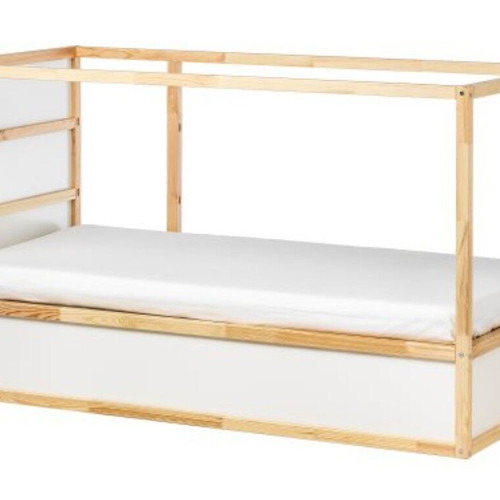 Low bed used that converts to high bunk with 2 mattresses