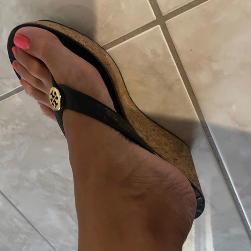 Tory Burch black platforms like new with gold logo, size 41