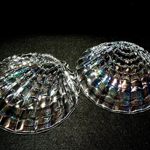 Vintage Japanese Seashell Plates Set Hasegawa Glass Venus luster effect