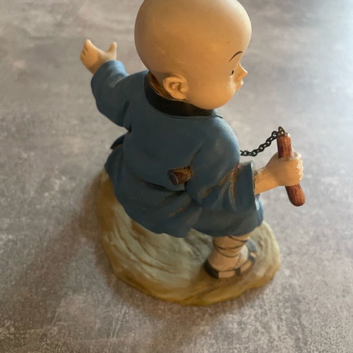 Shaolin Kung Fu clay figurine used with nunchaku from China 1999