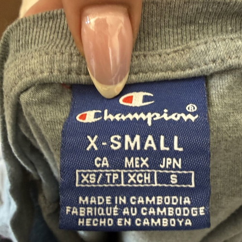 Champion athletic crop top shirt, grey, size S