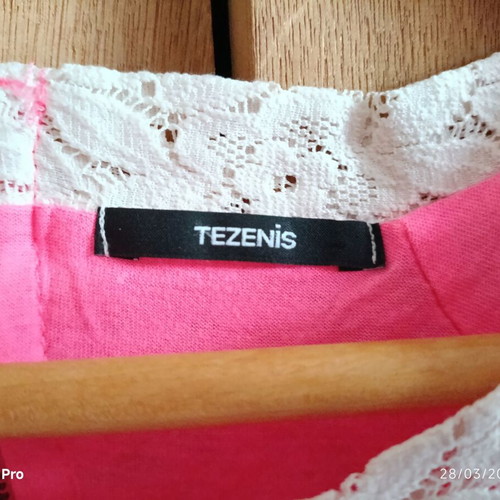 Tezenis summer dress with white lace and fuchsia lining used