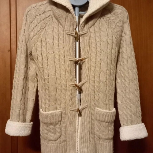 Zara Knitwear cardigan size M (38) like new, beige with fur details