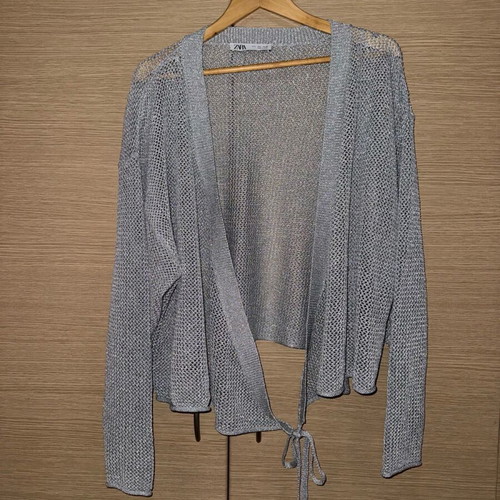 Zara cardigan tie closure like new, gray, size L