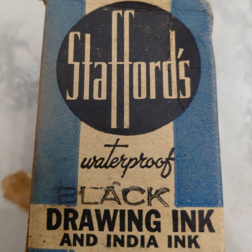 Stafford's Vintage Glass Drawing Ink Bottle No. 664, 3/4 oz