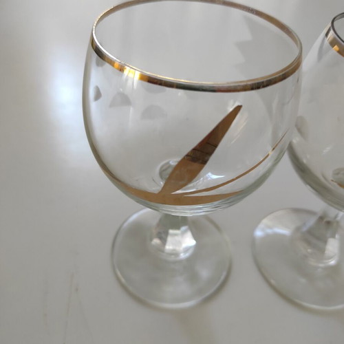 Crystal wine glasses new, set of 2 with gold from 1990