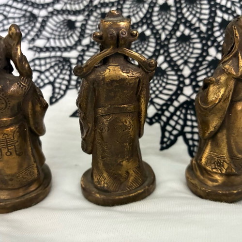 Bronze Feng Shui statues used, set of 3 (Fu Lu Sao)