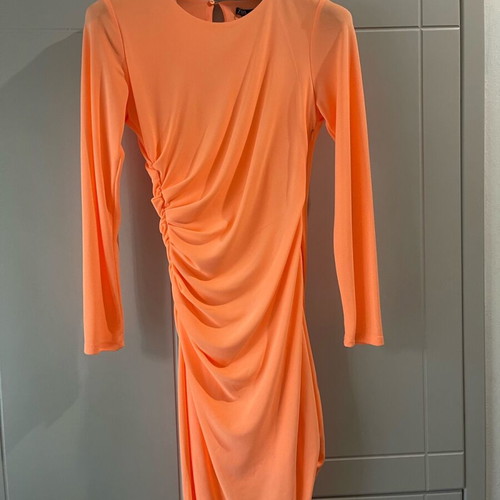 Zara coral dress with ruching new