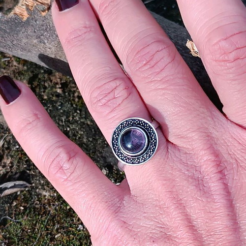 Silver-plated ring with amethyst new, adjustable size