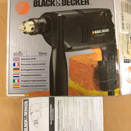 Black and Decker BD 551 hammer drill used, 400 Watt, 10 mm, vintage