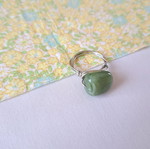 Wire ring green and silver made to order