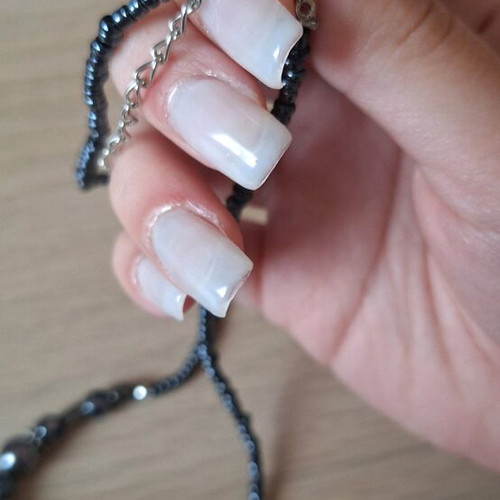 Necklace new with hematite and small zircons, black and silver