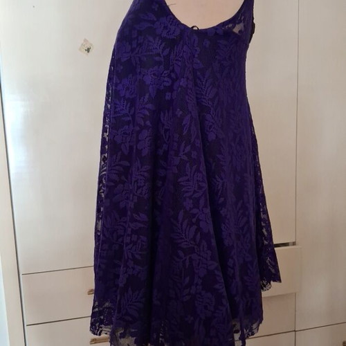 Miss Selfridge short purple dress with lace overlay