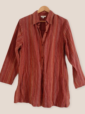 Πουκάμισο λινό ριγέ vintage κόκκινο L- XL
