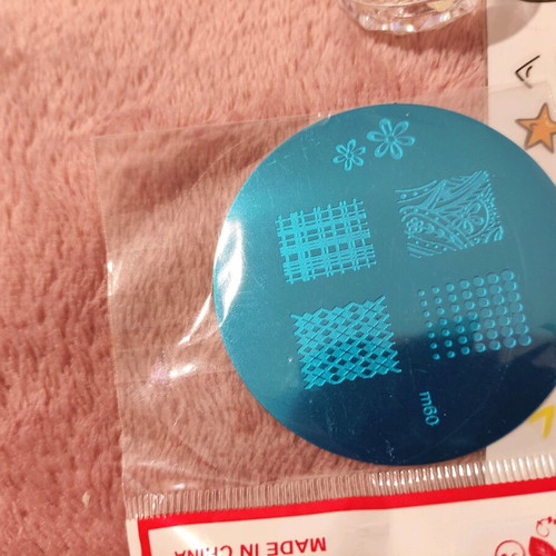 Nail set new with stickers, plate and decorative items