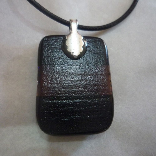 Handmade dichroic glass pendant necklace like new, blue-gold
