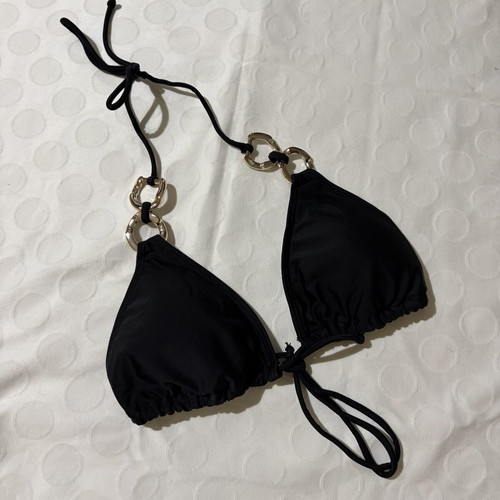 Bikini top black with gold rings size S like new