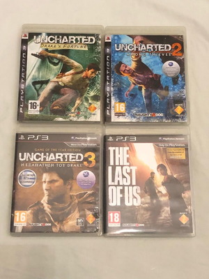 Uncharted 1, 2, 3 and The Last Of Us PS3 games pack used