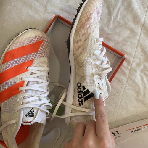 Adidas Athletic Spikes used, size 38.5, white and orange