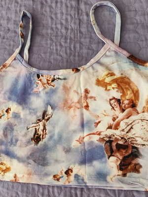 Y2k Angels Crop Top καινούριο, μπλε πολύχρωμο, μέγεθος M