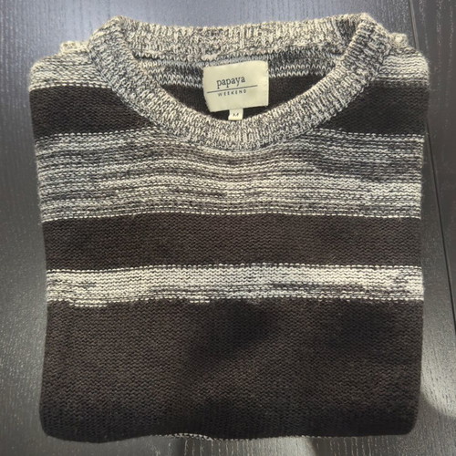 Oversized striped knit sweater Papaya M like new, black and grey with zippers