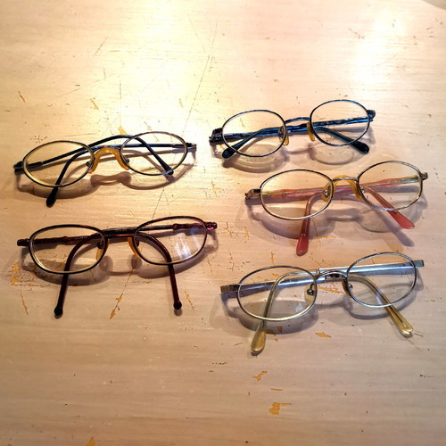 Children's myopia glasses used, pack of 5 pairs multicolored