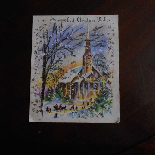 Christmas cards used, pack of 5 chromolithographs