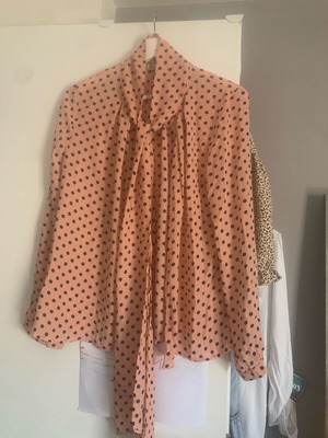 Sheer polka dot shirt used, pink with tie detail