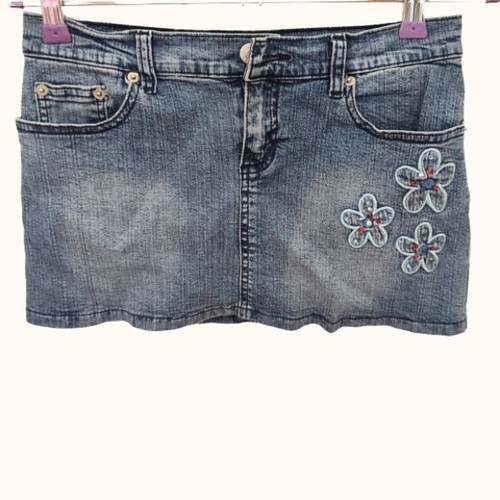 Terranova denim mini skirt with embroidery size S like new