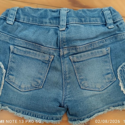 Lc Waikiki girls' set pink T-shirt and blue denim shorts like new, 92-98 cm