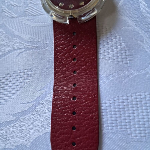Swatch pop wristwatch new, red, women's