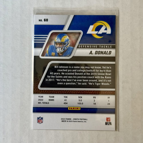 2023 Panini Zenith Football Aaron Donald LA Rams κάρτα καινούργια