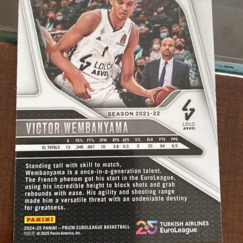 2021-22 Panini Prizm Euroleague Victor Wembanyama #48 Cracked Ice new
