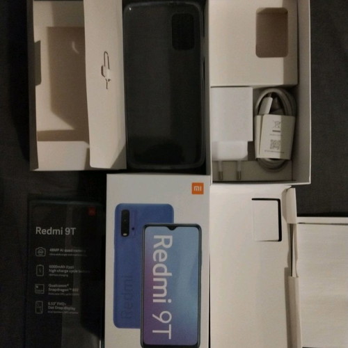 Xiaomi 9T used with 3 cases and 4 screen protectors, blue