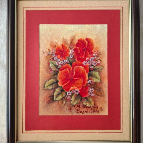 Canvas painting like new with bouquet of flowers