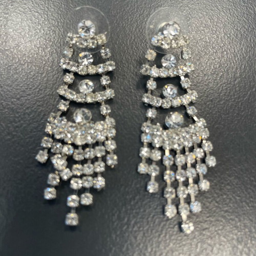 Statement baroque earrings with Swarovski crystals new, silver