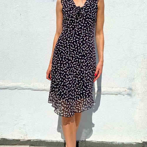 Polkadot dress size S, like new, black
