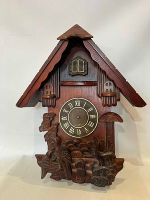 Vintage wooden cuckoo wall clock Quartz 54x42x14