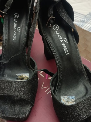Black glitter platform sandals new, size 37