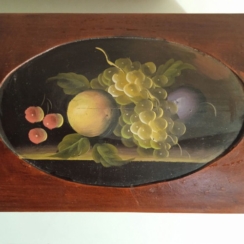 Wooden painted decorative box used, 32 x 22 x 16 cm