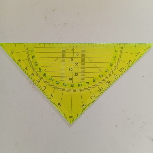Trigonometry instruments set used, 2 rulers, 9 triangles, 7 protractors