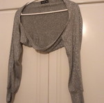 Top and bolero from silver thread used, size M with rhinestone brooch