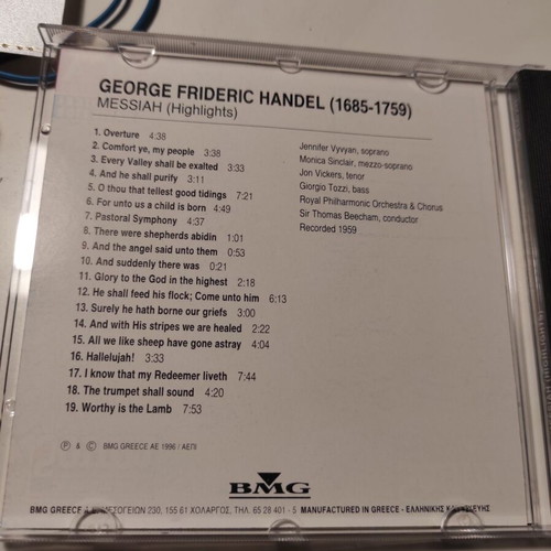 Handel Messiah (Highlights) CD like new, classical music