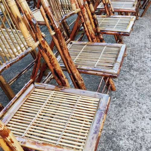 Bamboo folding chairs used, pack of 60 pieces